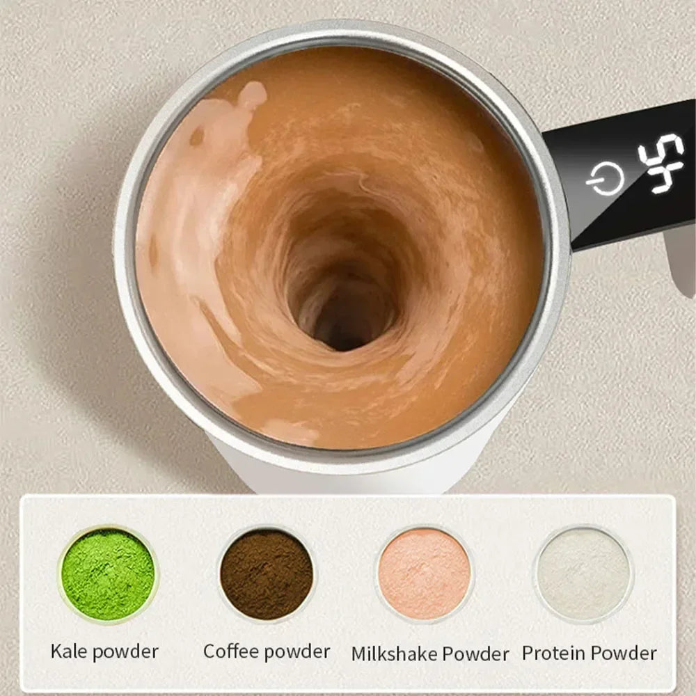 SpinSip™ Smart Mug Self-Stirring, Digital Temperature Display, USB Rechargeable
